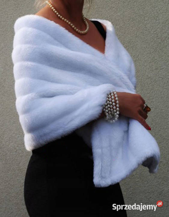 Ślubny elegancki SZAL FUTRZANY do ślubu wesele Tarnów