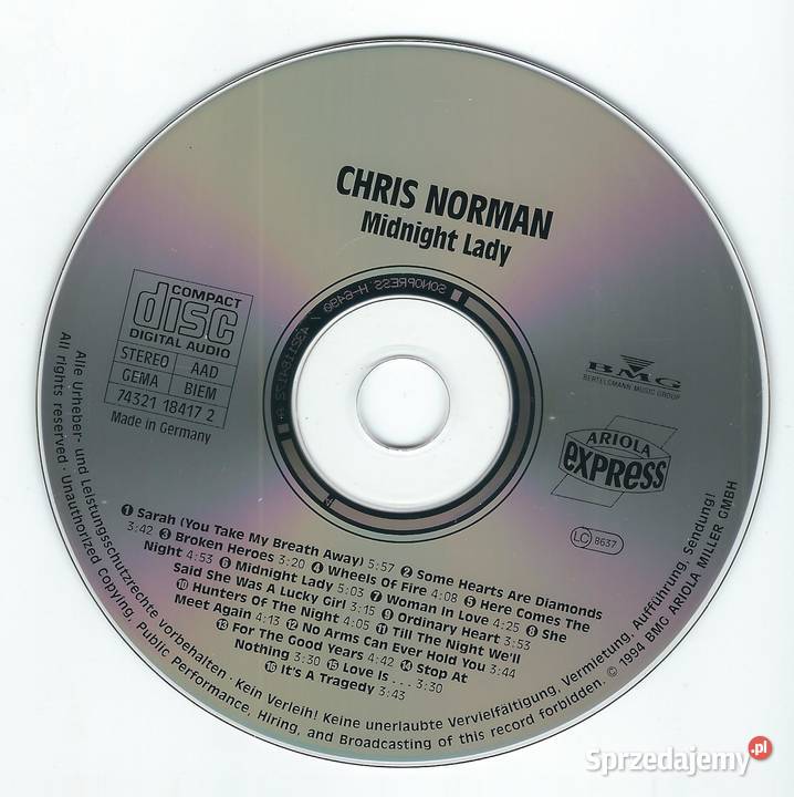 CD Chris Norman Midnight Lady 1994 Ariola Brwinów sprzedam