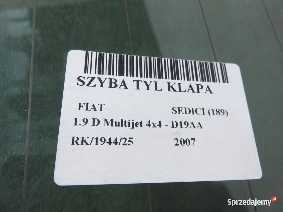 SZYBA TYLNA FIAT SEDICI 189 CROSSOVER osobowe