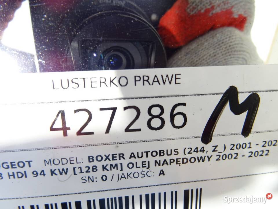 LUSTERKO PRAWE PEUGEOT BOXER I Van minibus podkarpackie