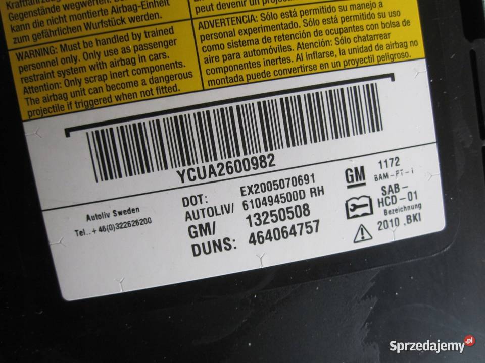 OPEL MERIVA B 11r AIRBAG poduszka powietrzna Kielce