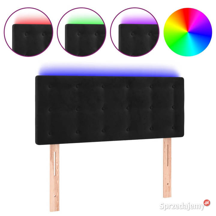 Zagłówek do łóżka z LED czarny 90x5x7888 aksamit mazowieckie Warszawa
