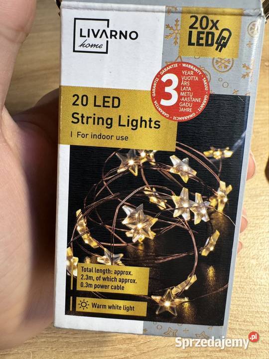 Lampki choinkowe gwiazdki 20x LED 23 m żółty Warszawa