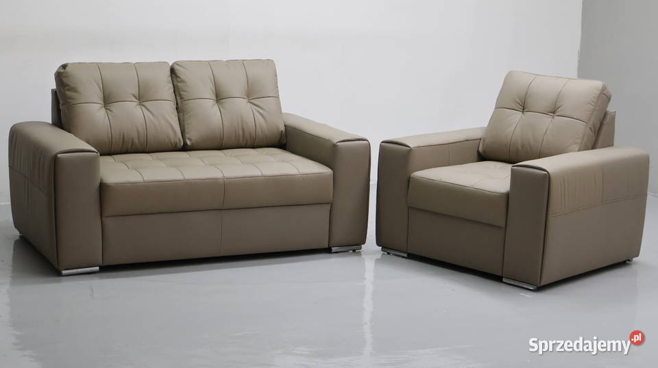 KOMPLET 21 sofy kanapy zestaw piaskowa skóra 90cm wielkopolskie