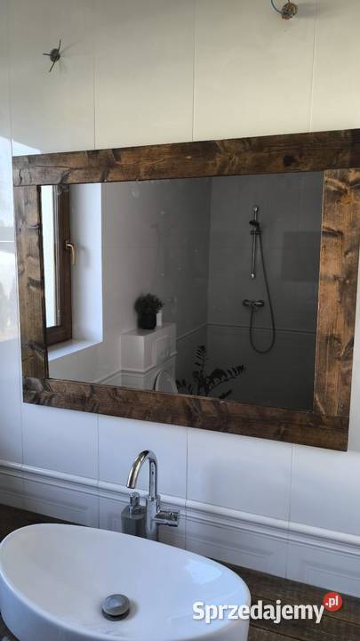 Piękne drewniane lustro loft vintage ze starych Łódź