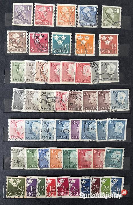 Znaczki Szwecja Karol Gustaw V i 3 Korony Warszawa