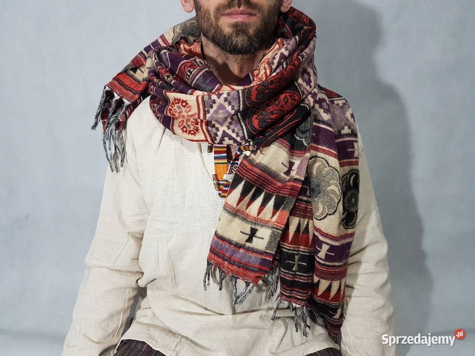 Duża chusta z Indii 100 Wełna Unisex Obrus Kudowa-Zdrój sprzedam