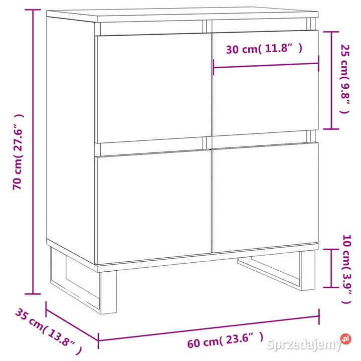 Komoda biała z połyskiem 60x35x70 materiał mazowieckie Warszawa