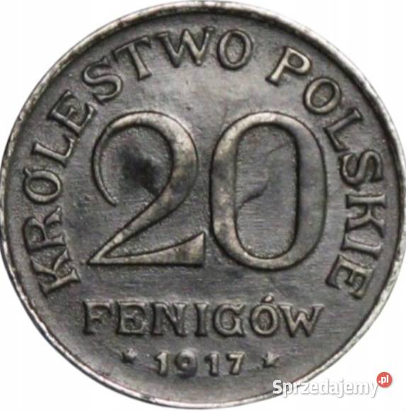 20 Fenigów Królestwo Polskie 1917 r Destrukt Konin