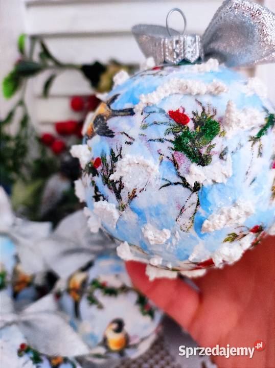 Zestaw bombek Decoupage z ptaszkami Czarków