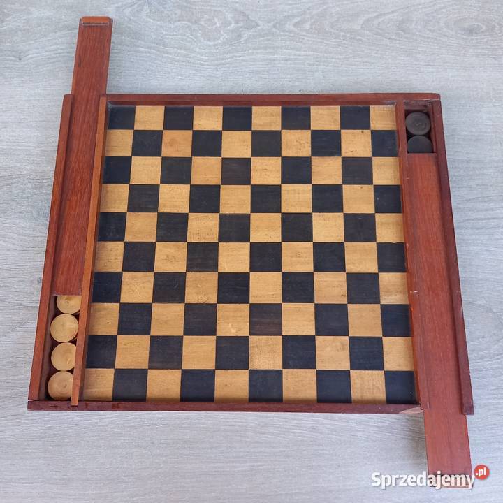 Stare drewniane warcaby z lat 50tych dwustronna Kolekcje sprzedam