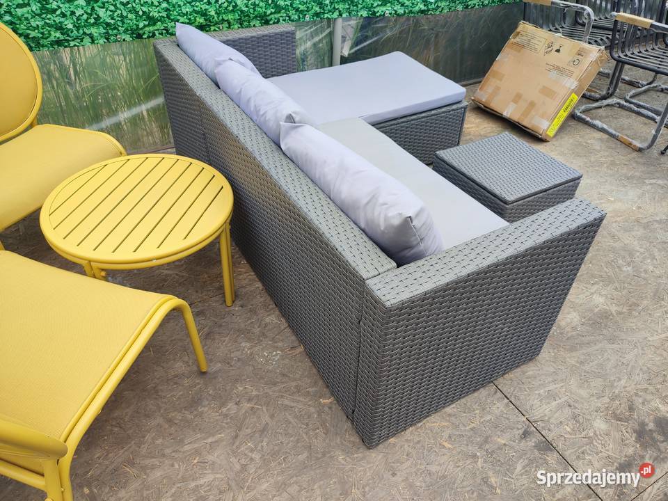 Narożnik do ogrodu technorattan plus stolikpufa