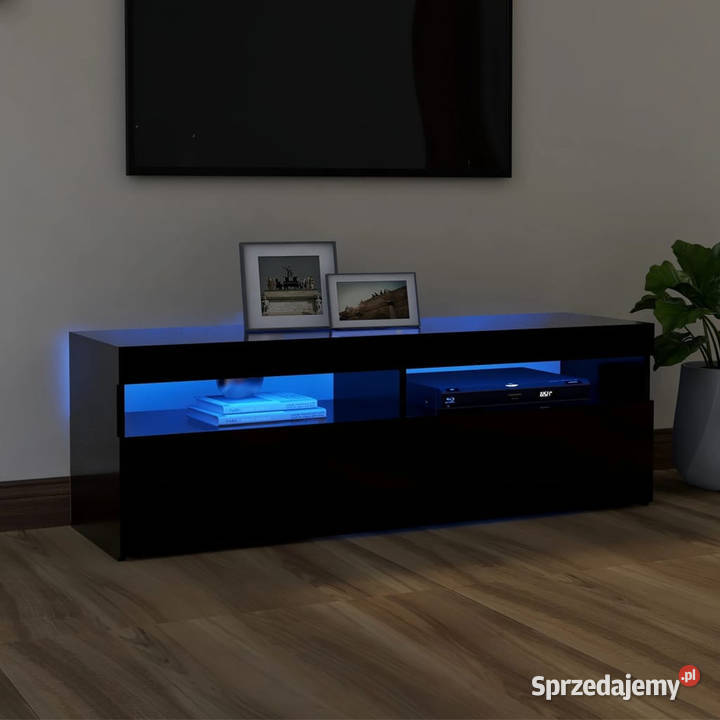 Szafka pod TV z oświetleniem LED czarna Warszawa