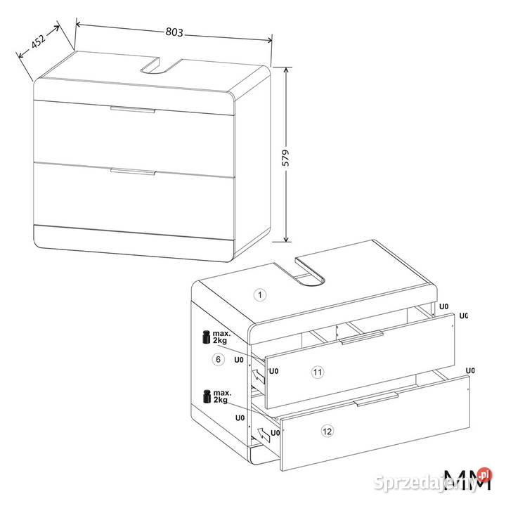 Szafka pod umywalkę TERRA 80 2S