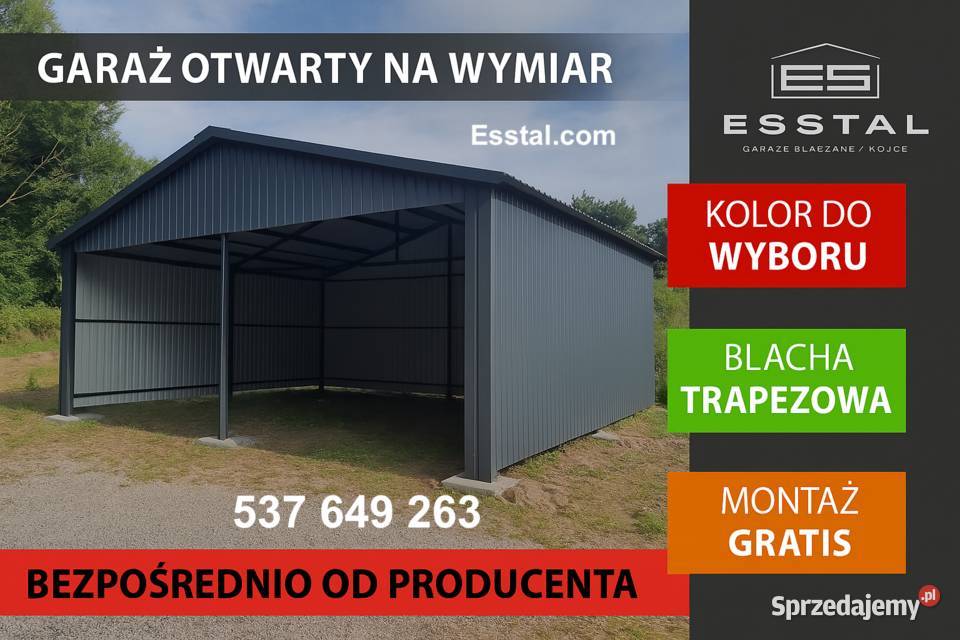 Garaż Blaszany GRAFIT ZŁOTY DĄB Garaże Blaszane 20m2 łódzkie Wieluń