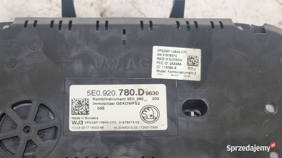 LICZNIK ZEGAR SKODA OCTAVIA III 5E0920780D Lipno