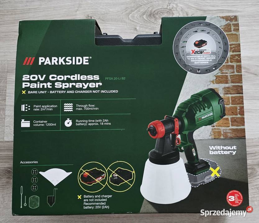 Parkside Pistolet do malowania akumulatorowy 20V Pruszków