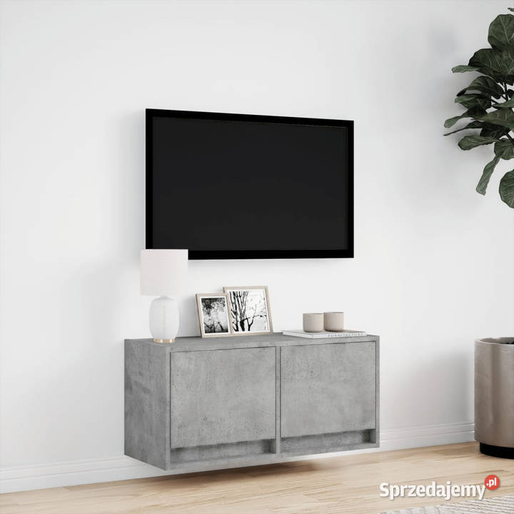 Ścienna szafka TV z LED szarość betonu 80x31x35 Warszawa sprzedam