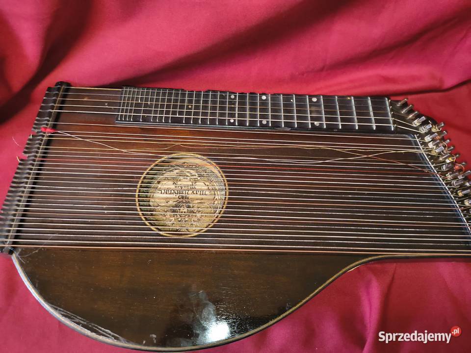 Cytra zither w futerale stara szkoła gry komplet
