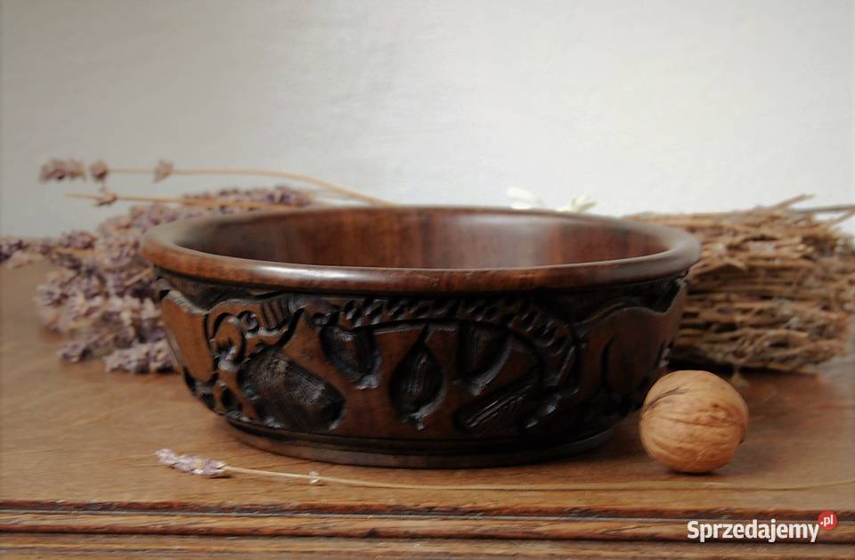 Afrykańska misa miska rzeźbiona drewno heban Lublin