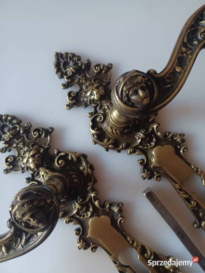 Komplet pałacowych klamek i szyldów Mosiądz Poznań