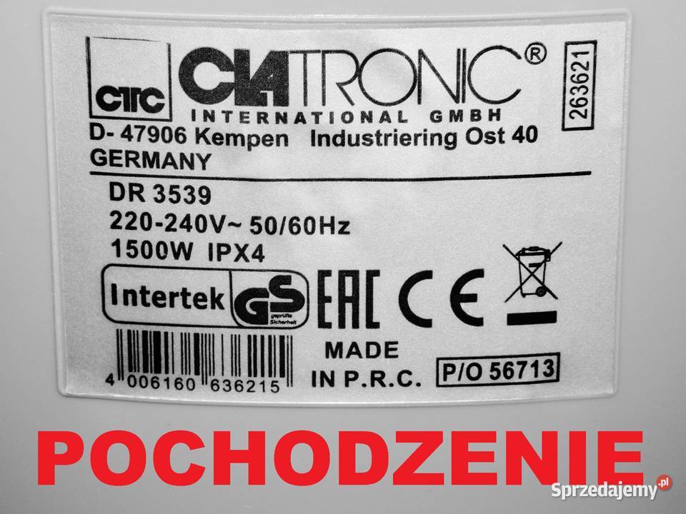 Zbiornik wody do mopa parowego Clatronic DR 3539 Bydgoszcz