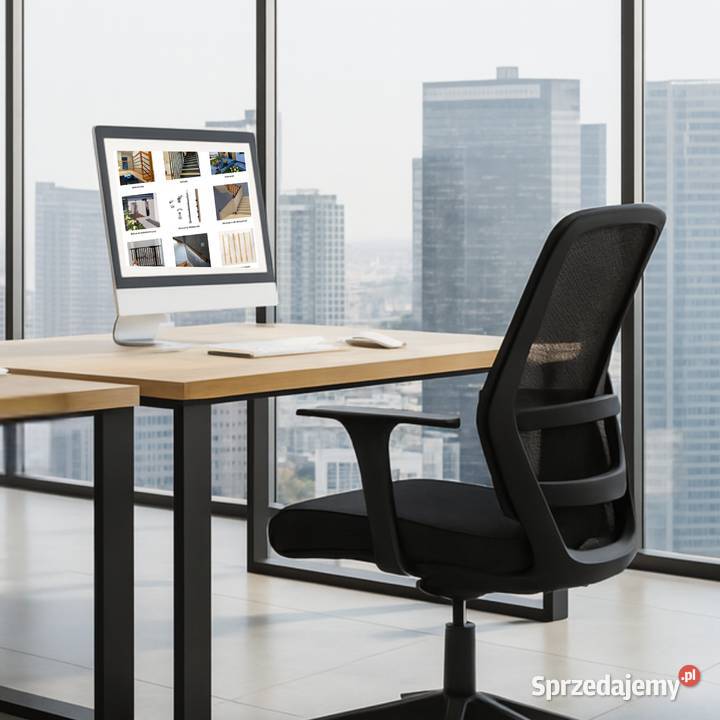 Biurko z Drewna Dębowego Stalowy Stelaż Gdów