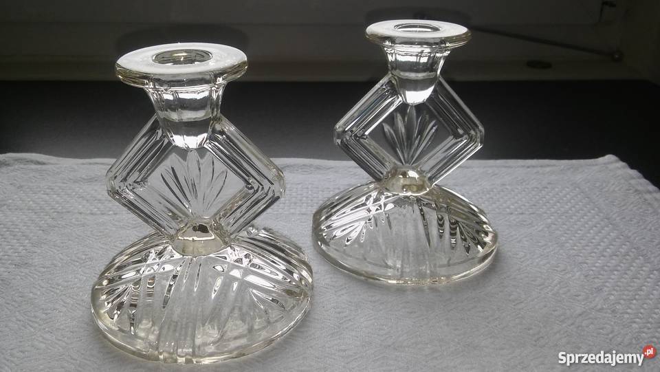 Dwa świeczniki szkło na prezent średnia wysokość