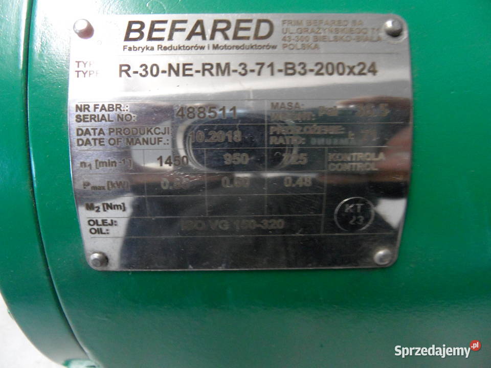 Befared R 30 NE RM 3 71 B3 200x24 przekładnia
