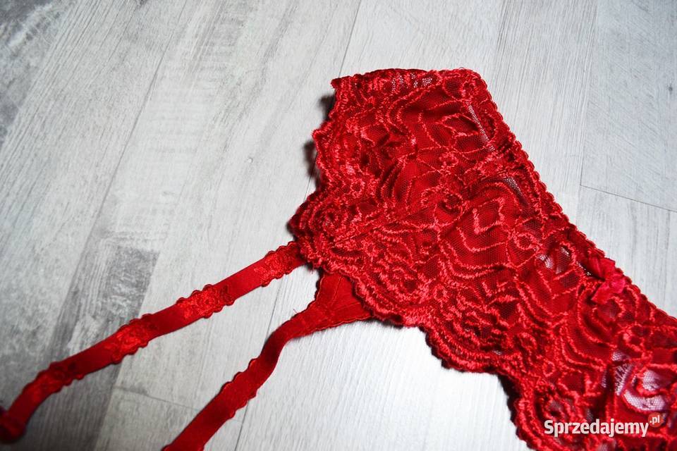 Sexy czerwony pas do pończoch 1214 koronka RED Toruń