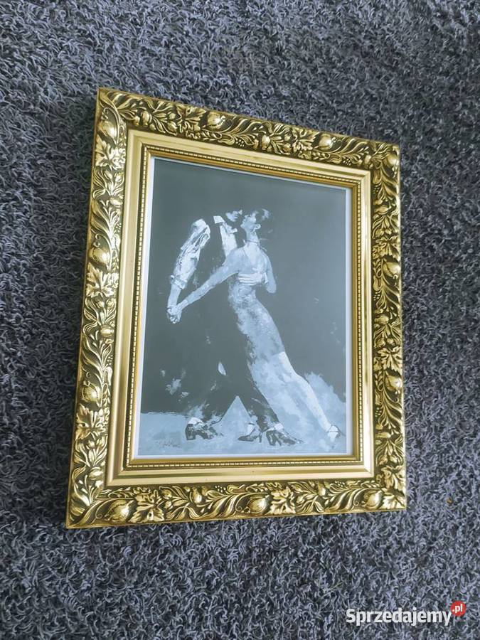 obraz w ozdobnej drewnianej ramie Sztuka współczesna