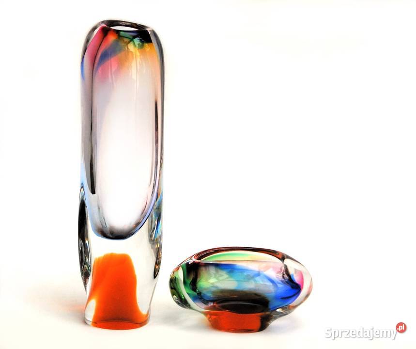 Wazon i popielniczka szkło kryształ Bohemia