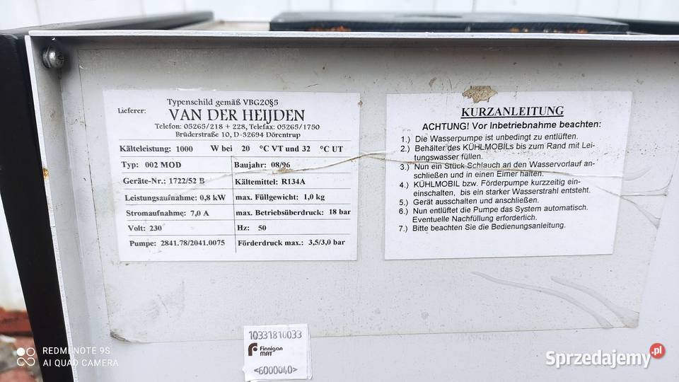 Mobilna Chłodnia VAN DER HEIJDEN KHLMOBIL 1000 W Produkcja