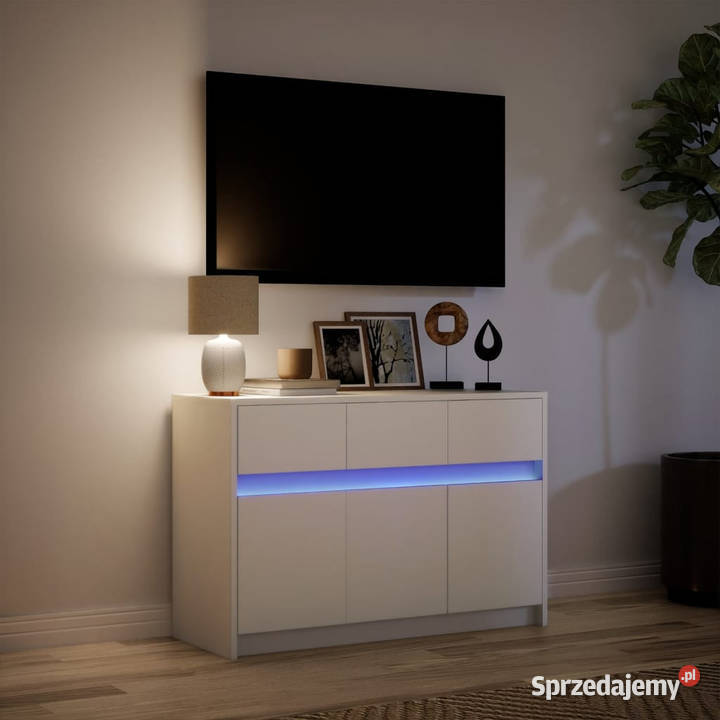 Szafka TV z LED biała 91x34x61 materiał Warszawa sprzedam