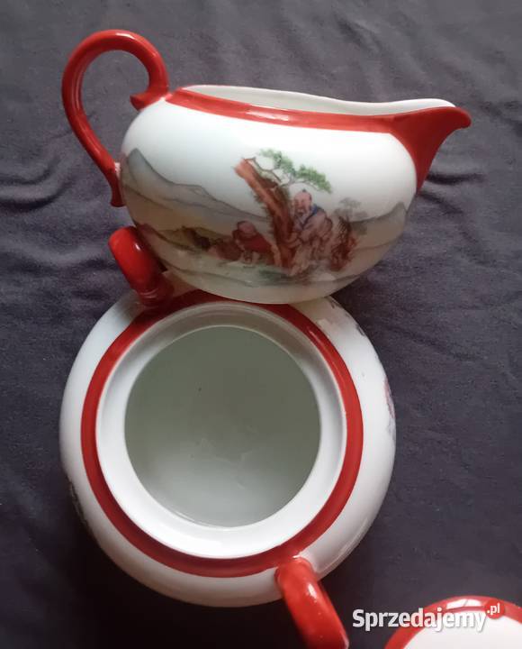 Zestaw cukiernica mlecznik porcelana styl Koźminek