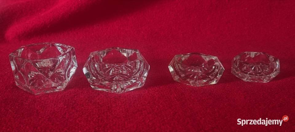 4 stare szklane świeczniki komplet przezroczysty Warszawa