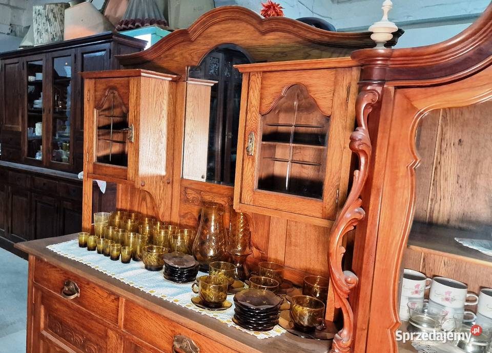 Kredens dębowy secesyjny Belgia lata 20 XX w