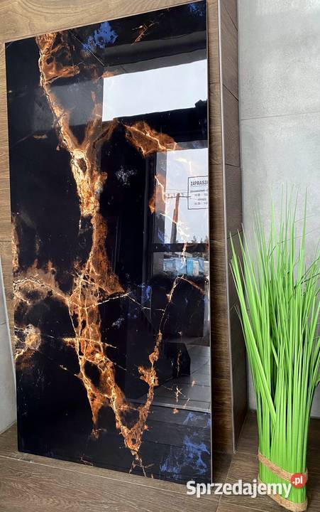 CZARNE płytki 120x60 WYSOKI POŁYSK złoto