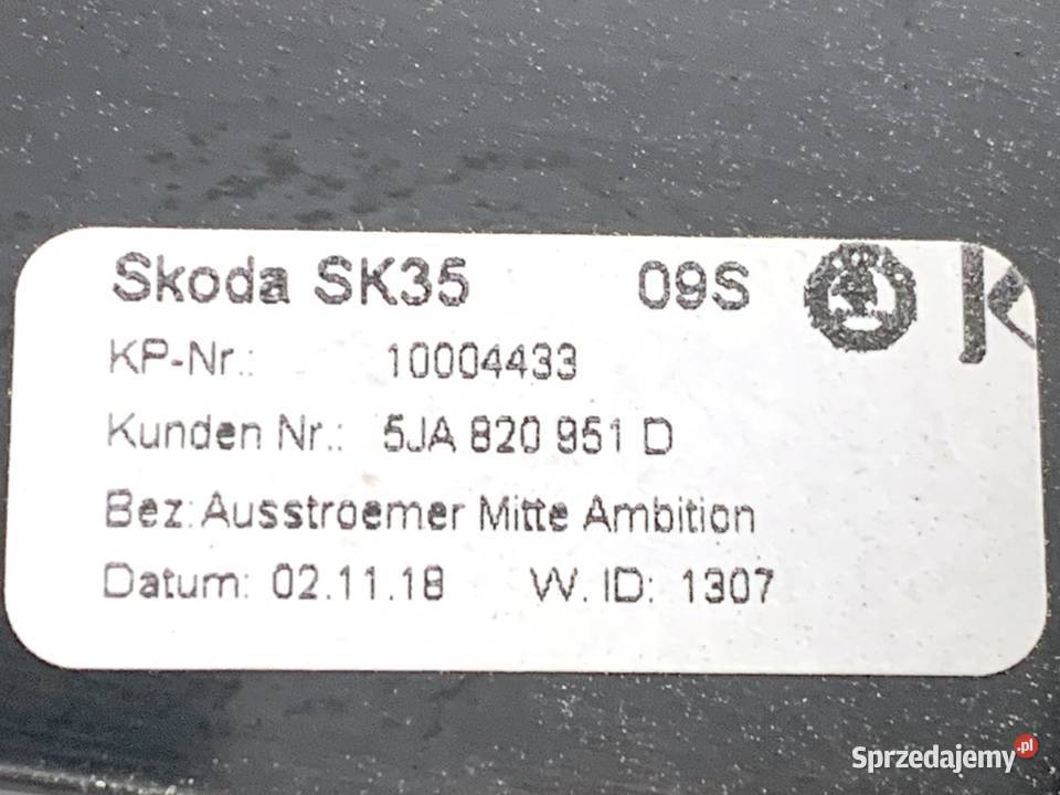 KRATKA NAWIEWU PRZÓD ŚRODKOWA SKODA RAPID