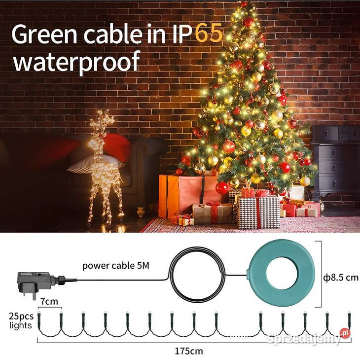Lampki choinkowe 400 LED IP65 175 Wodoodporne 8 Zamość