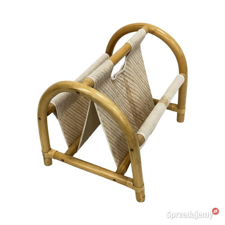 Gazetnik bambusowy vintage styl boho MidCentury