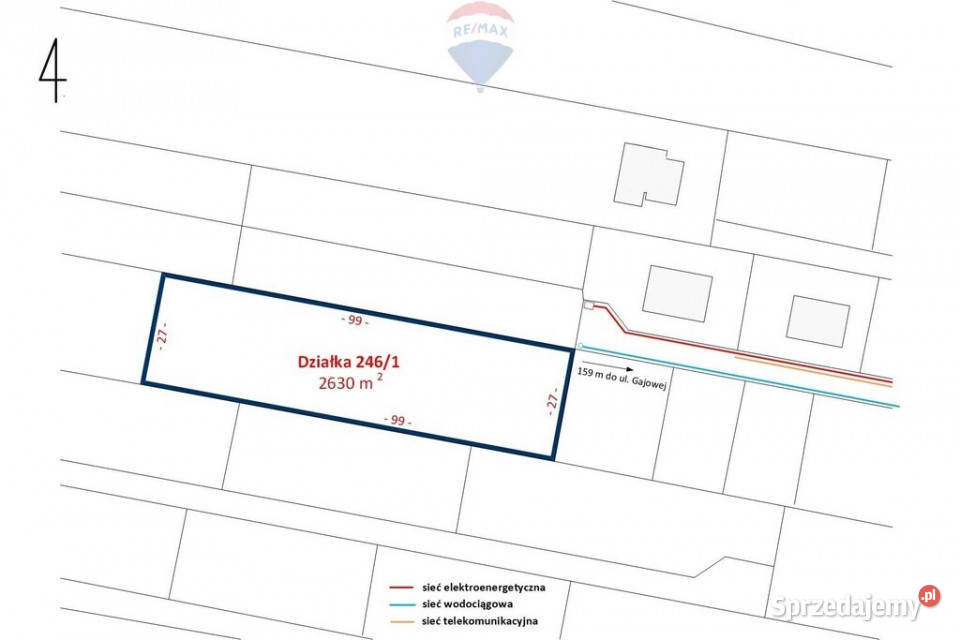 Działka budowlana 2630m2 z lasem 27m Skierniewice