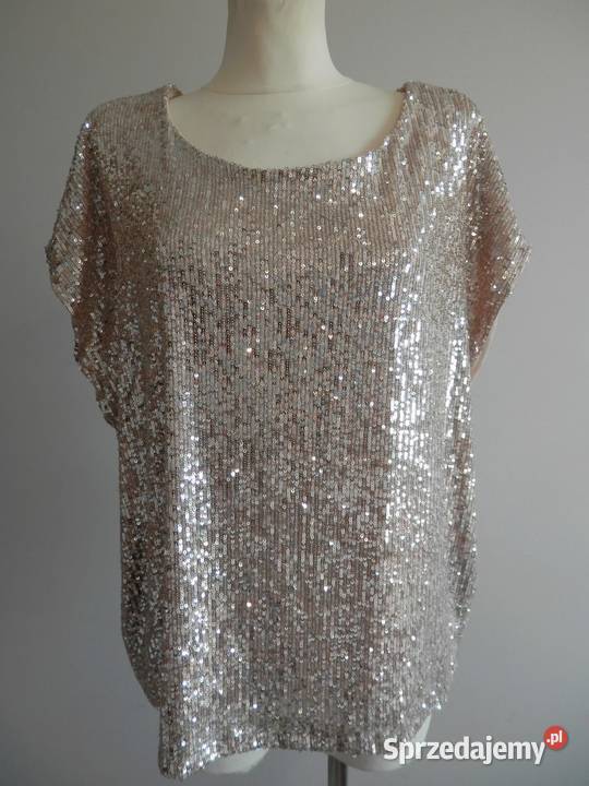 Bluzka Cekinowa Luźny Fason Wieczorowa Balowa Łomża