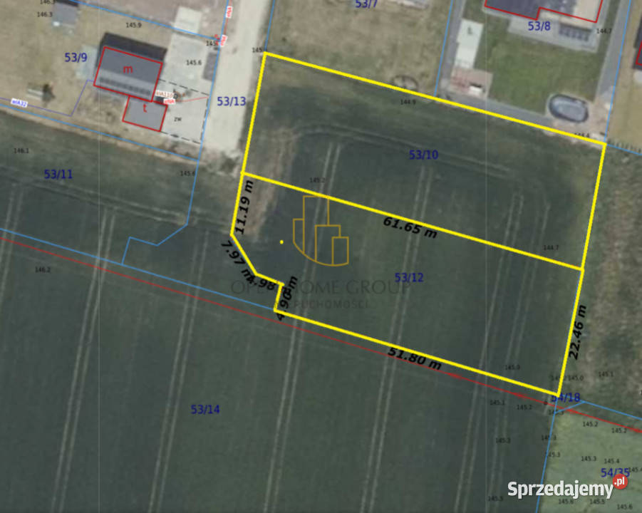 Tyniec Mały działka budowlana 1231 m2 media
