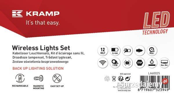 Zestaw lamp bezprzewodowych LED kwadratowych 12V Kamionna