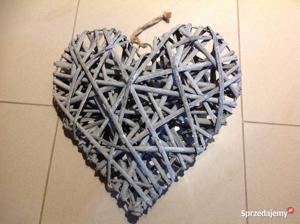 Serce Wiklinowe Szare do Zawieszenia 30x29 Nowa Sól