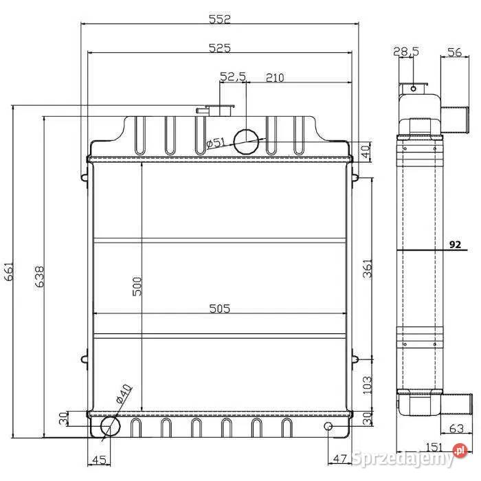 Chłodnica wody Massey Ferguson 365375390398399 nieuszkodzony Zbuczyn