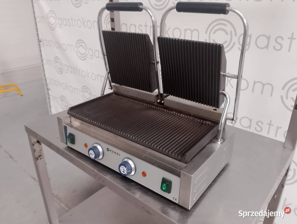 Kontakt grill ryflowany podwójny 3600W Hendi Gastronomia