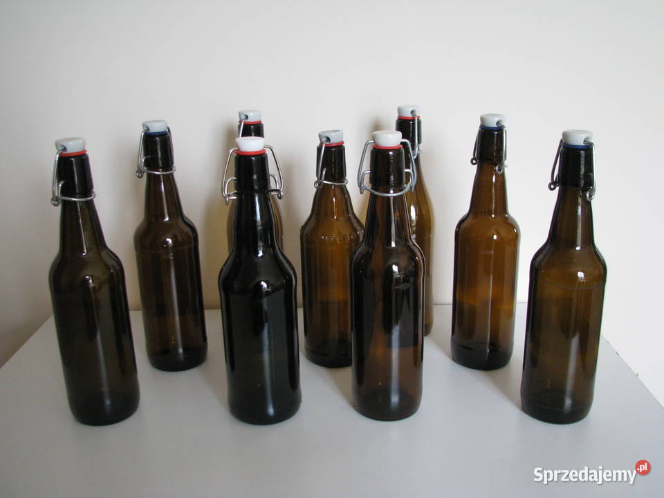 Butelki z pałąkiem piwie czyste bez etykiet z Brzegi