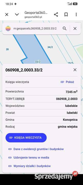Sprzedam dzialke 7245m2 lubelskie Tereszyn